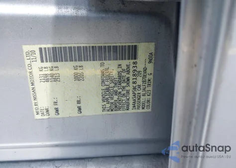 2011 Nissan Maxima 3.5 Sv из США, поврежденный, VIN 1N4AA5AP5BC818938